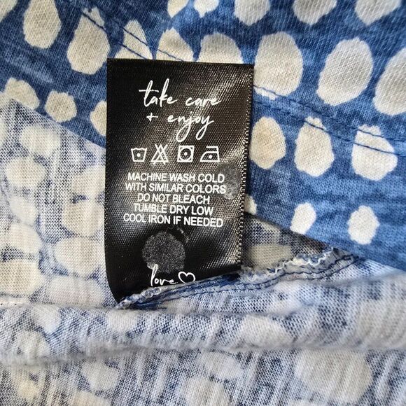 Nic + Zoe NZT Tee Dotty Lines Short Sleeve Cotton Asymmetrical Hem Women Sz L - Picture 8 of 8